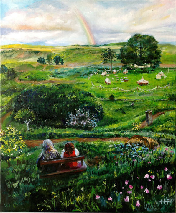 Painting titled "Birthday of Bilbo B…" by Aleks Filatova, Original Artwork, Oil