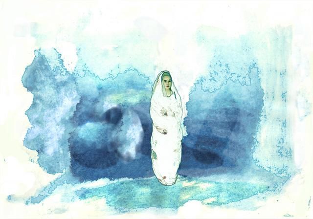 Printmaking titled "Blue Madonna in the…" by Aine Scannell, Original Art, Other