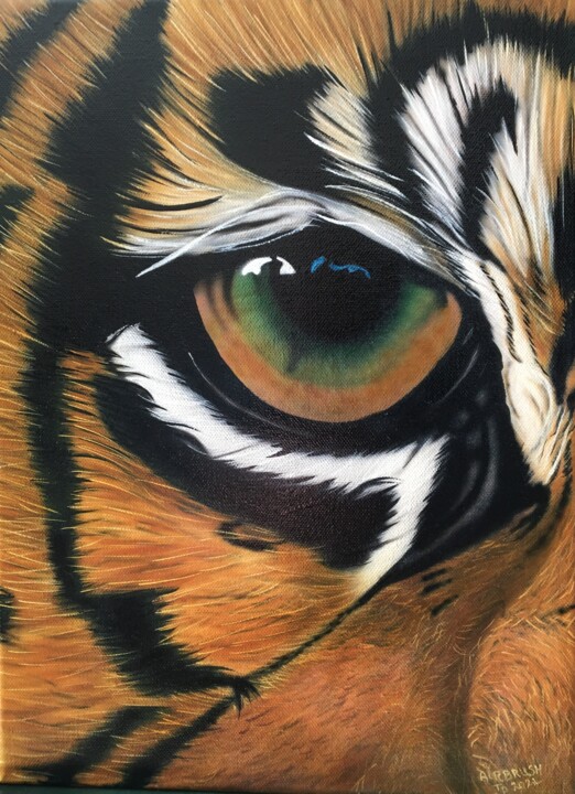 Schilderij getiteld "Tijger oog" door Airbrush Art Tp, Origineel Kunstwerk, Airbrush