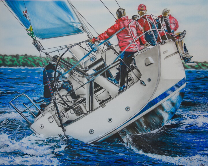 Painting titled "Sailing" by Airbrush-Meckel, Original Artwork, Airbrush
