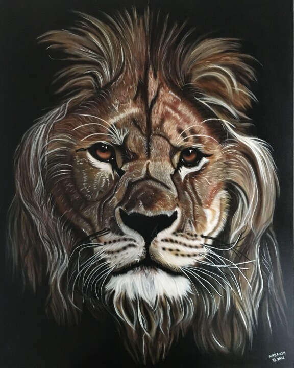zaterdag verwijzen Kan worden berekend Leeuw, Schilderij door Airbrush Tp | Artmajeur