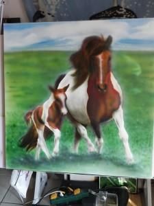 Peinture intitulée "chevaux-002-225x300…" par Arkonenne, Œuvre d'art originale