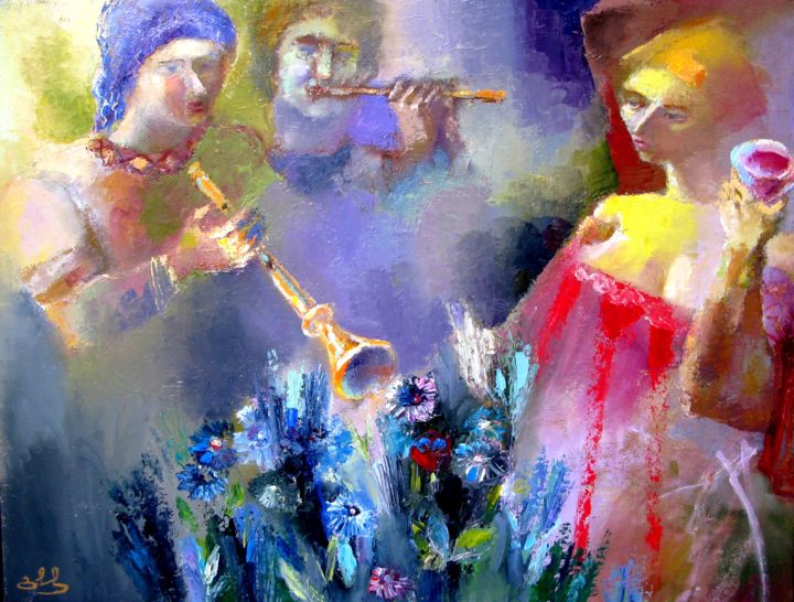 Peinture intitulée "Серенада   serenade" par Giorgi Chachanidze, Œuvre d'art originale