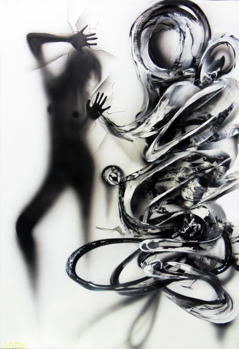 Malerei mit dem Titel "-Fantasmes-" von Airgone, Original-Kunstwerk, Acryl