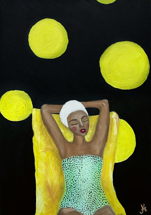 Painting titled "women&bananas" by Air J, Original Artwork, Oil
