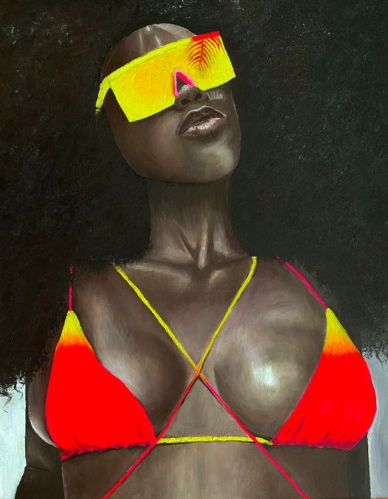Pintura titulada "women&grapefruit" por Air J, Obra de arte original, Oleo