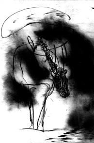 Dessin intitulée "SOLO SAX, dry point" par Zoja Trofimiuk, Œuvre d'art originale