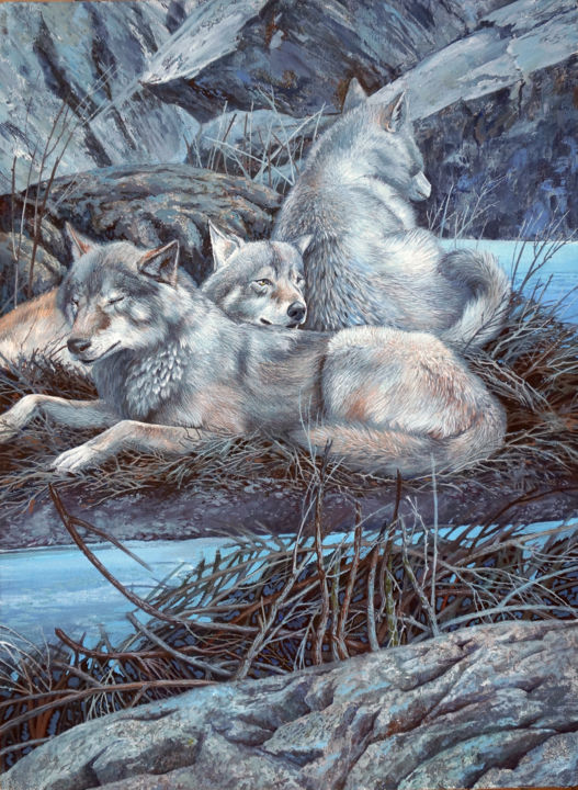 Peinture intitulée "About wolves #3" par Anastasiya Firsova, Œuvre d'art originale, Tempera