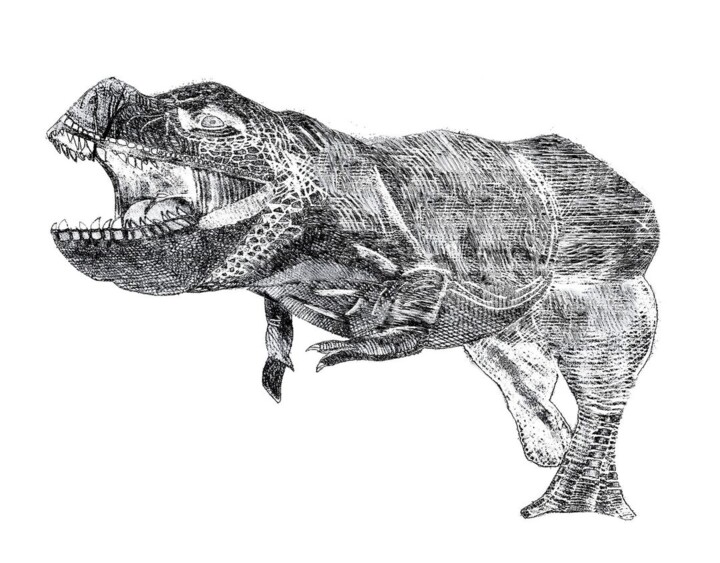 Arte digital titulada "Digi T-Rex en blanc…" por Aitana Jigena Flores, Obra de arte original, Trabajo Digital 2D