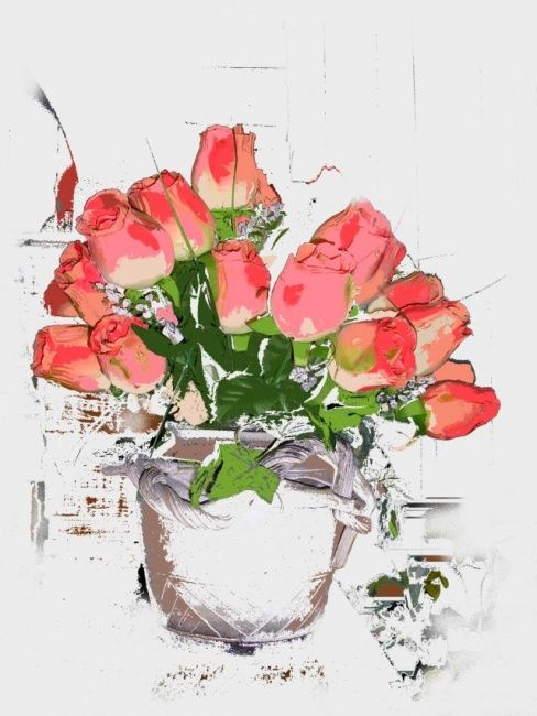 Digital Arts titled "Flowers and vase 2" by Angelo Aguinaldo, Original Artwork
