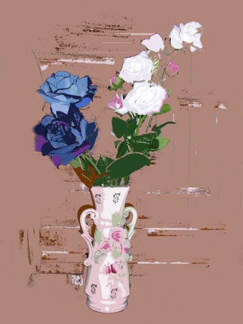Digital Arts titled "Flowers and vase 3" by Angelo Aguinaldo, Original Artwork