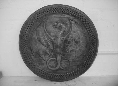 Sculpture titled "Celtic Dragon Shield" by Alistair Ian Jelks, Original Artwork, Casting