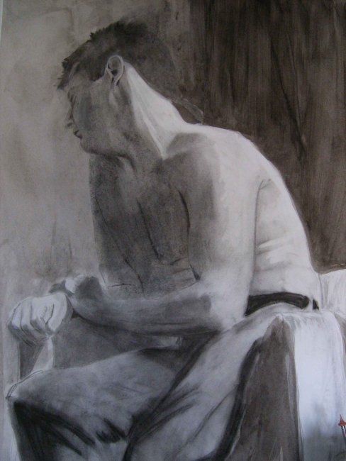 Σχέδιο με τίτλο "seated male figure" από Alistair Ian Jelks, Αυθεντικά έργα τέχνης, Άλλος