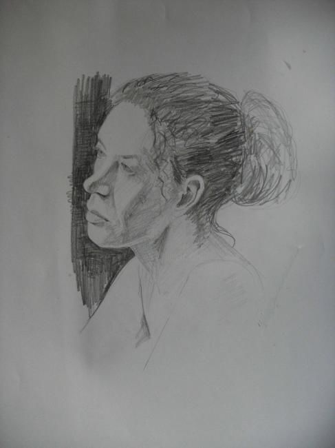 Drawing titled "young pencil female" by Alistair Ian Jelks, Original Art, Other