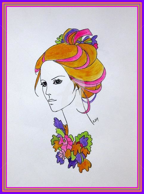 Drawing titled "{ Flower Sister }" by A.Joly, Original Artwork, Other