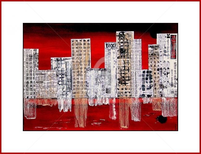 Painting titled "{ The City of Paper}" by A.Joly, Original Artwork