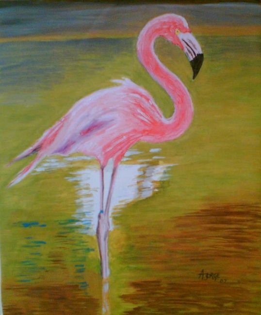 Malarstwo zatytułowany „Flamingo” autorstwa Ajorge, Oryginalna praca