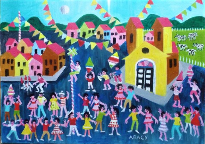 Painting titled "aracy-festa-junina-…" by Ajur Sp Artes, Original Artwork