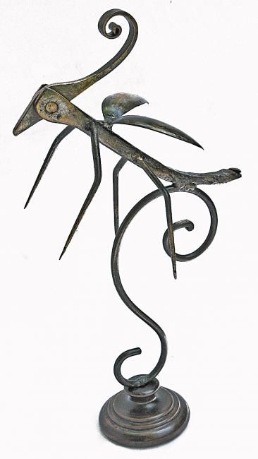 Sculpture titled "hydre à une tête" by Albert Jacqueline Visage, Original Artwork, Metals