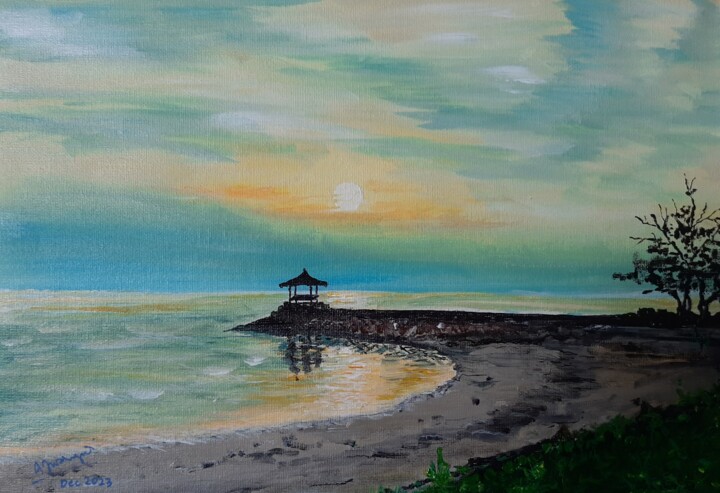 Schilderij getiteld "Nusa Dua Beach" door Ajw, Origineel Kunstwerk, Acryl