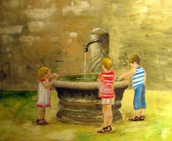 Peinture intitulée "Jeux d'eau H/T" par Sardella Jean-Yves (A-Jys), Œuvre d'art originale