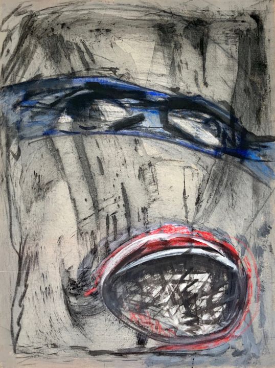 Painting titled "Eyes and mouth" by Petr Zlamal, Original Artwork, Acrylic