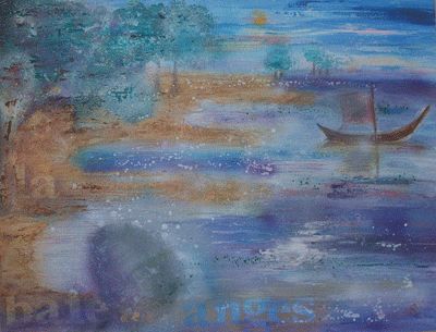 Peinture intitulée "La baie des Anges" par Akara Péala, Œuvre d'art originale