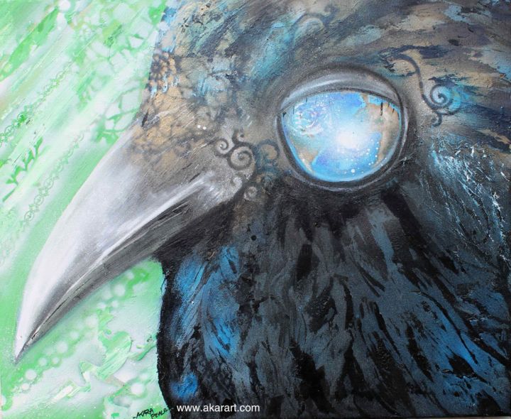 Malarstwo zatytułowany „baby-crow and K.jpg” autorstwa Akara Péala, Oryginalna praca