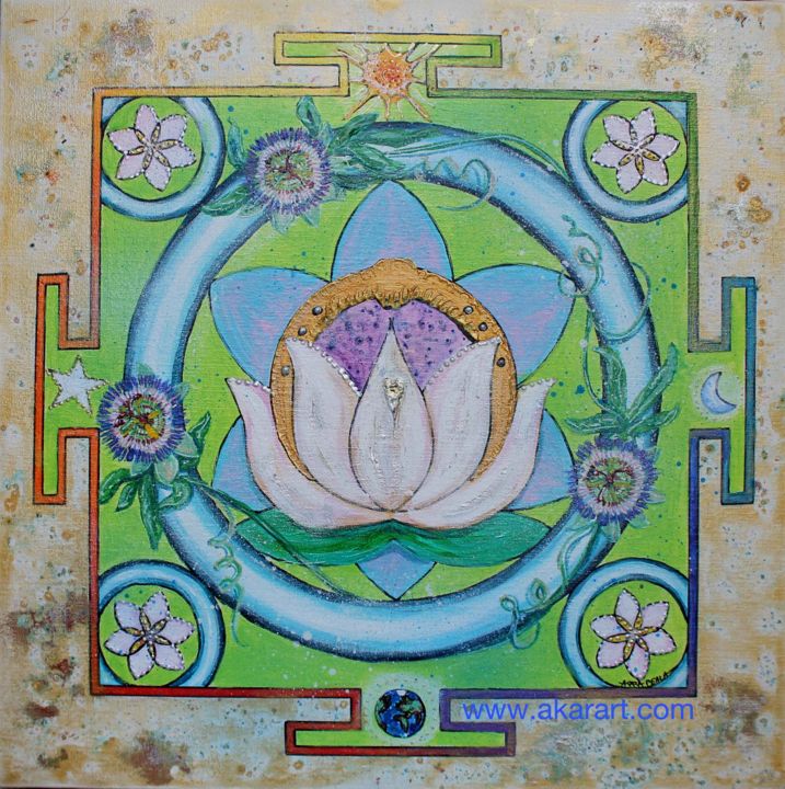 Pittura intitolato "lotus-coeur-web.jpg" da Akara Péala, Opera d'arte originale, Altro