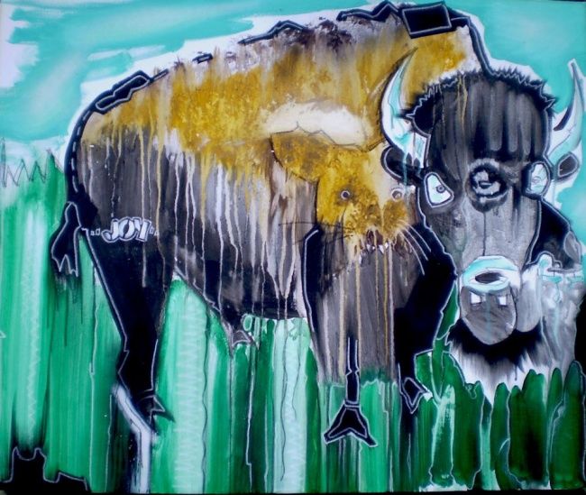 Painting titled "buffalo" by Joy, Original Artwork