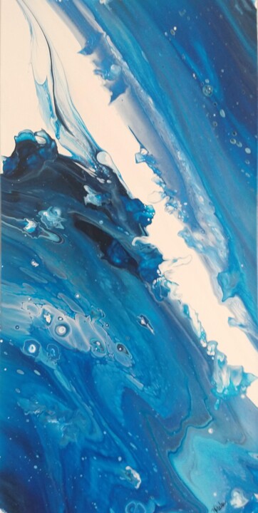Painting titled "Triple Blue Water" by Karen Nealon, Original Artwork, Acrylic