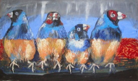 Painting titled "Talking Birds" by Akber Sami, Original Artwork