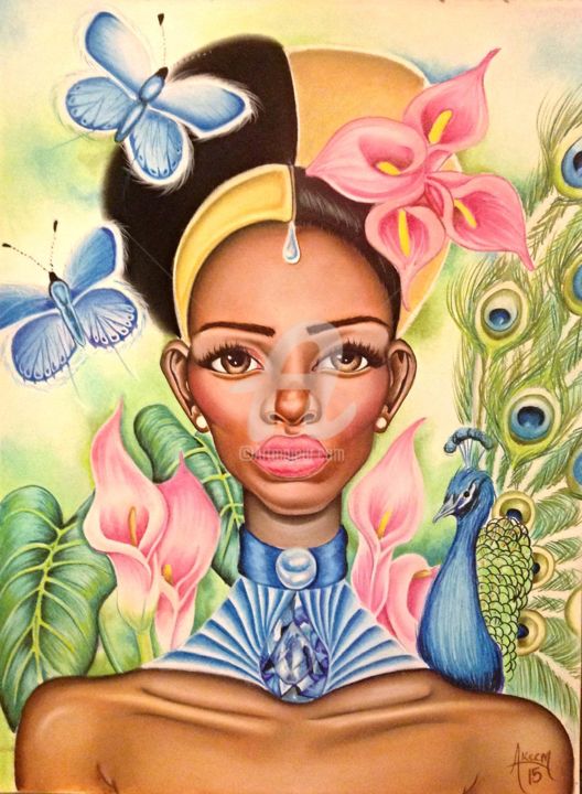 Painting titled "Jazzarra" by Akeem Wayne, Original Artwork, Pastel