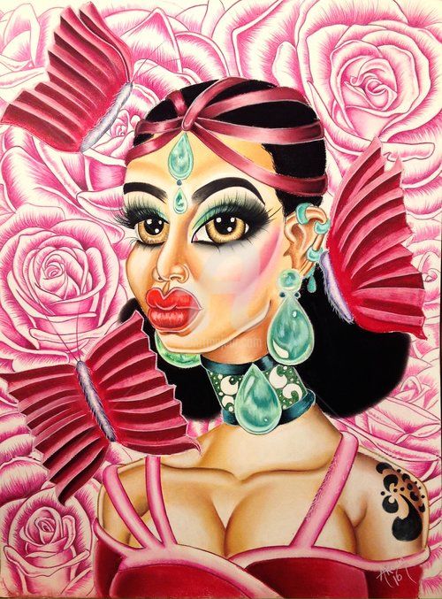 Painting titled "Ayana" by Akeem Wayne, Original Artwork, Pastel