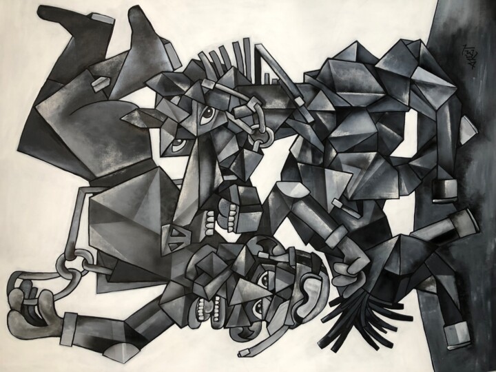 Malerei mit dem Titel "L'Hippodrome" von Aket Kubic, Original-Kunstwerk, Acryl