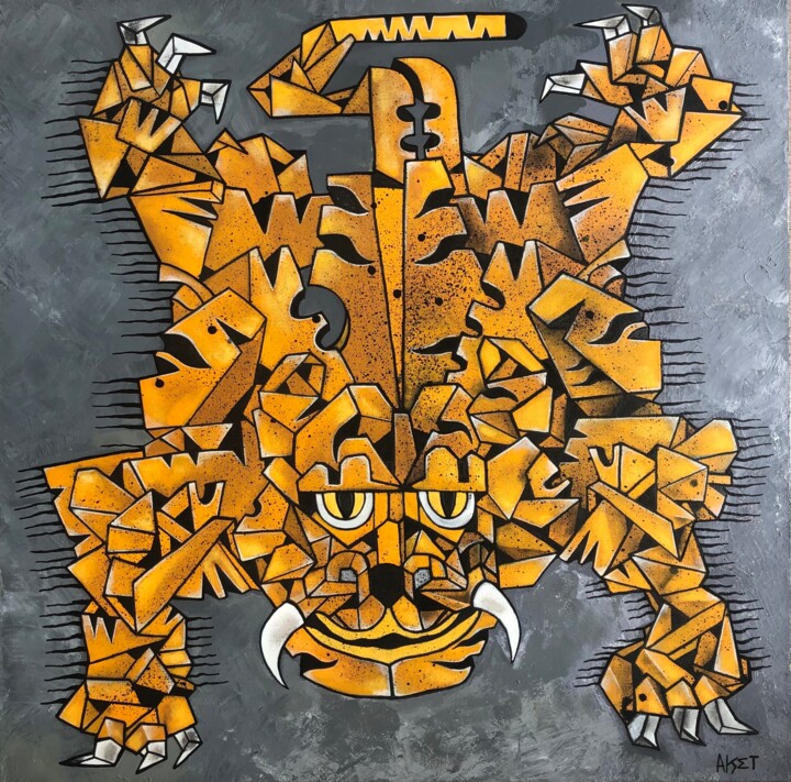 Pintura intitulada "La peau du tigre" por Aket Kubic, Obras de arte originais, Acrílico
