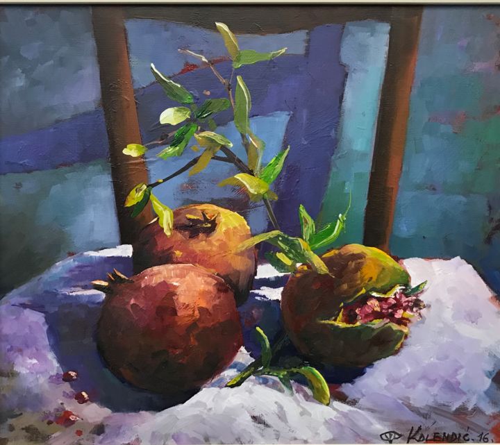 Painting titled "Pomegranate" by Ante Kolendic, Original Artwork, Oil