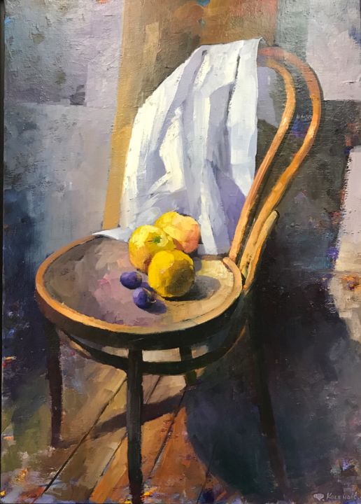 Painting titled "Old chair" by Ante Kolendic, Original Artwork, Oil