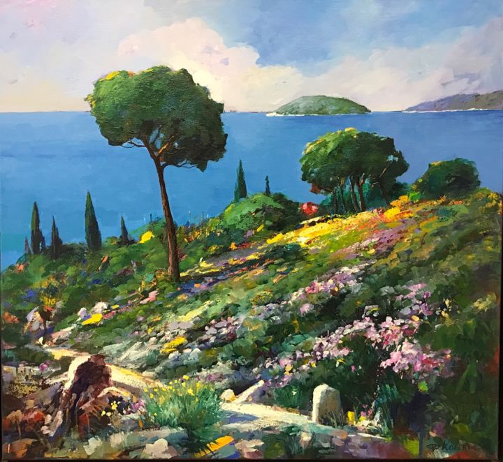 Painting titled "Landscape" by Ante Kolendic, Original Artwork, Oil