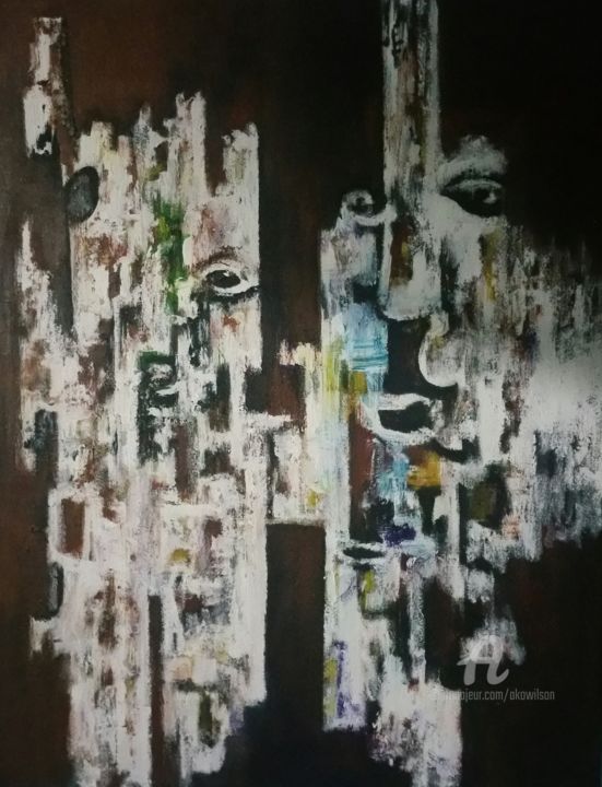 Painting titled "Double visage" by Ako Wilson, Original Artwork