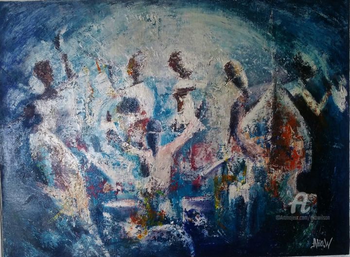 Peinture intitulée "Jazz" par Ako Wilson, Œuvre d'art originale, Acrylique