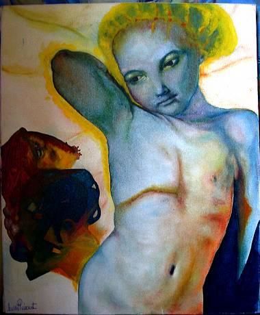 Peinture intitulée "St sébastien n°1" par Akozoom Fruids&Univerds, Œuvre d'art originale, Huile Monté sur Châssis en bois