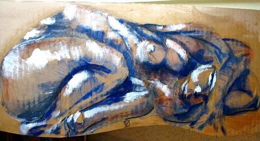 Peinture intitulée "women on beach_angry" par Akozoom Fruids&Univerds, Œuvre d'art originale, Huile