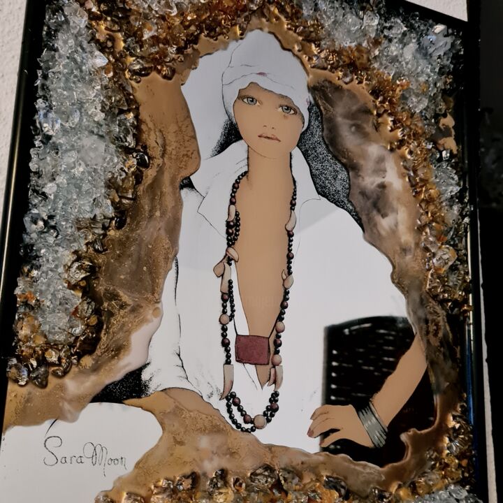 印花与版画 标题为“Sara Moon miroir” 由Aksana Chribia, 原创艺术品, 光刻技术