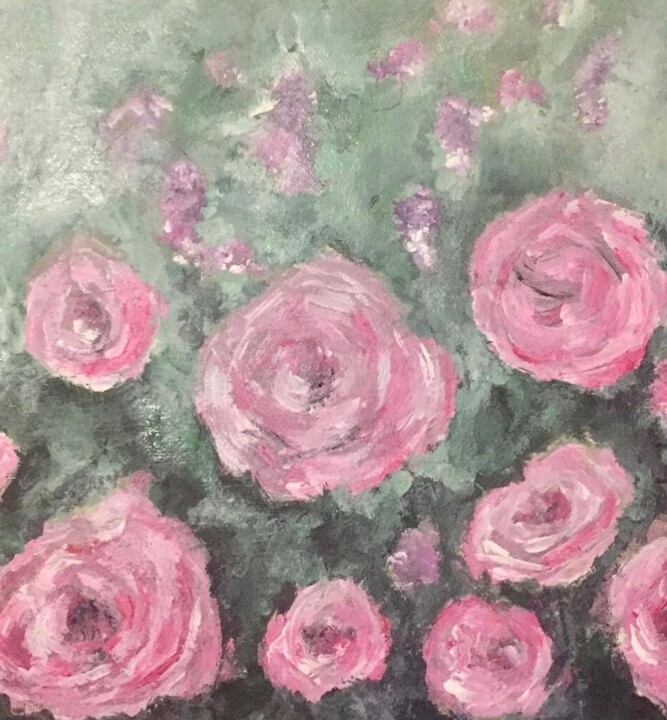 Painting titled "Roses" by Aksana Shyrko, Original Artwork, Acrylic