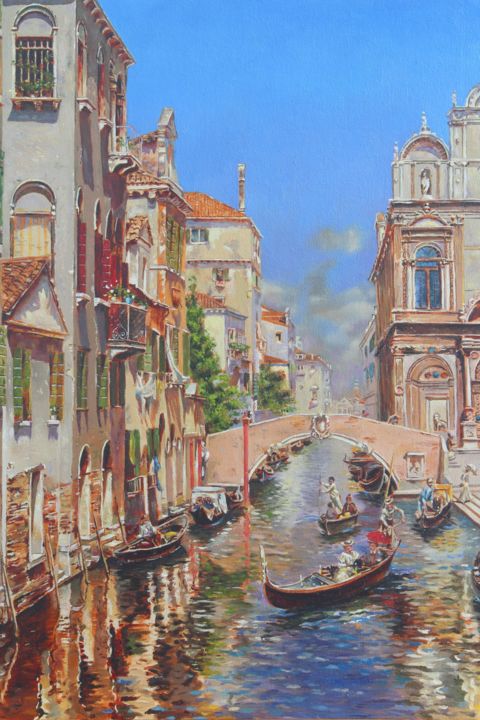 Peinture intitulée "A Venetian Canal Wi…" par Oksana Voitsekhovich, Œuvre d'art originale, Huile