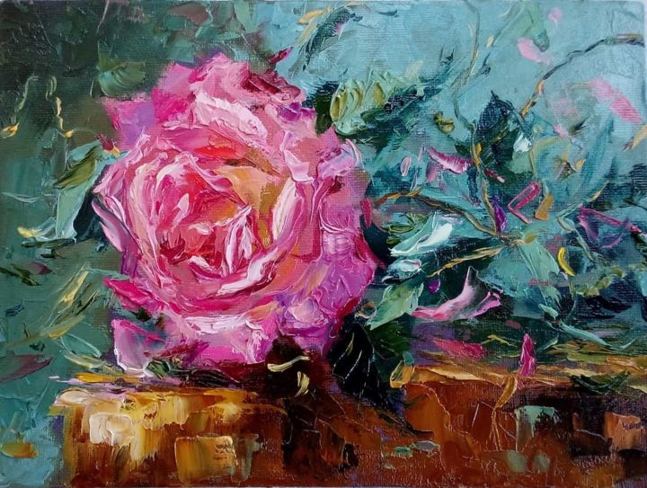 Peinture intitulée "A rose.jpg" par Oksana Voitsekhovich, Œuvre d'art originale, Huile