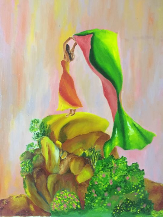 Painting titled "escaping reality" by Akshatha, Original Artwork, Oil