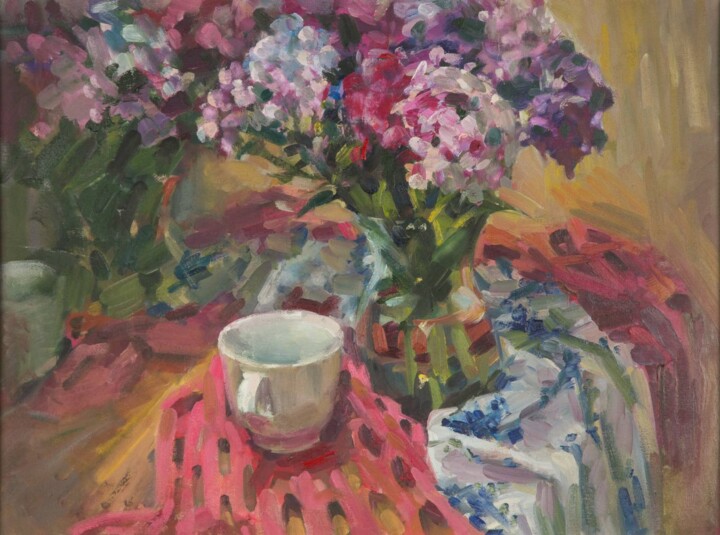 Painting titled "Любимая чашка" by Aksinia, Original Artwork, Oil