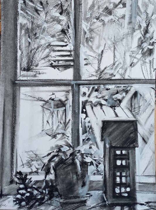Painting titled "February. Series 12…" by Aksinia, Original Artwork, Charcoal